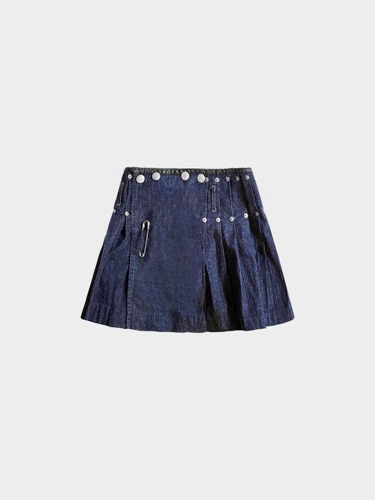 Jean Paul Gaultier 1990s Denim Pleated Mini Skirt