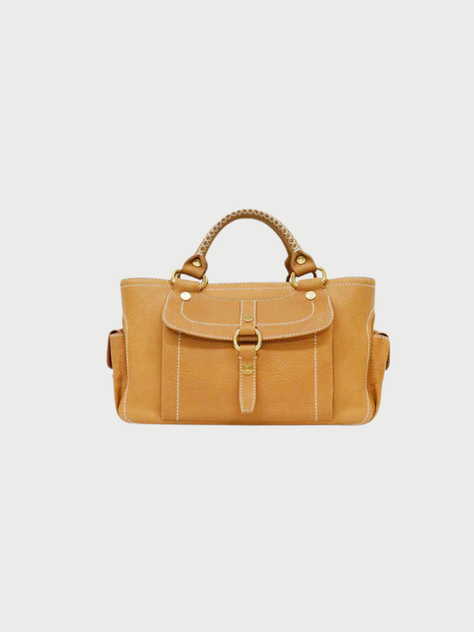 Celine 2000 Beige Leather Boogie Shoulder Bag