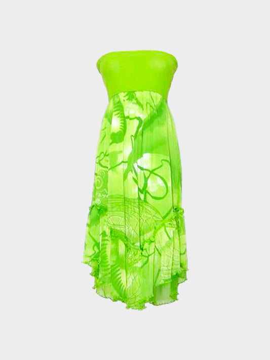 Jean Paul Gaultier Early 2000s Green Frill Skirt Dress