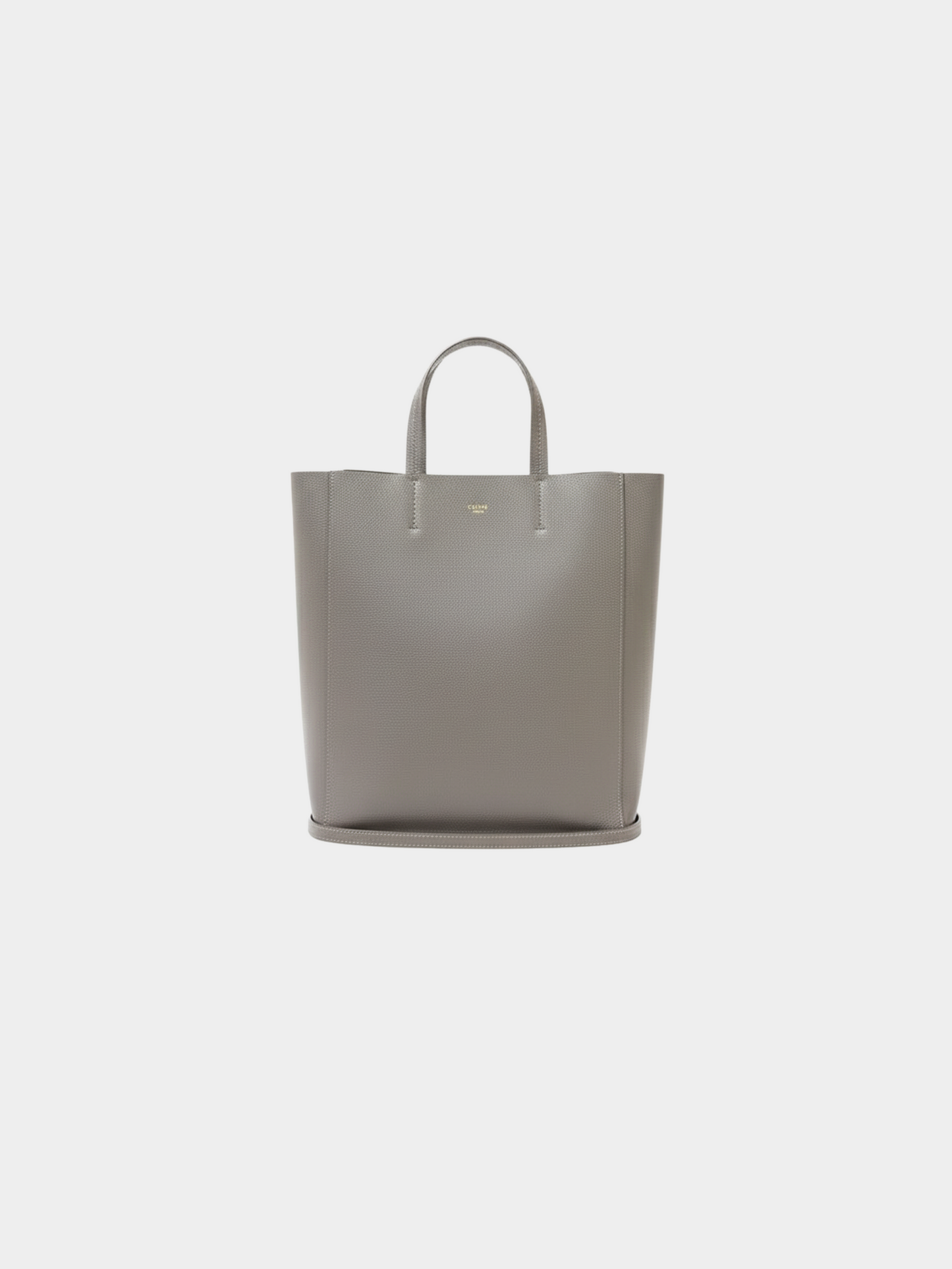 Celine 2000s Grey Leather Vertical Cabas Small Tote Bag