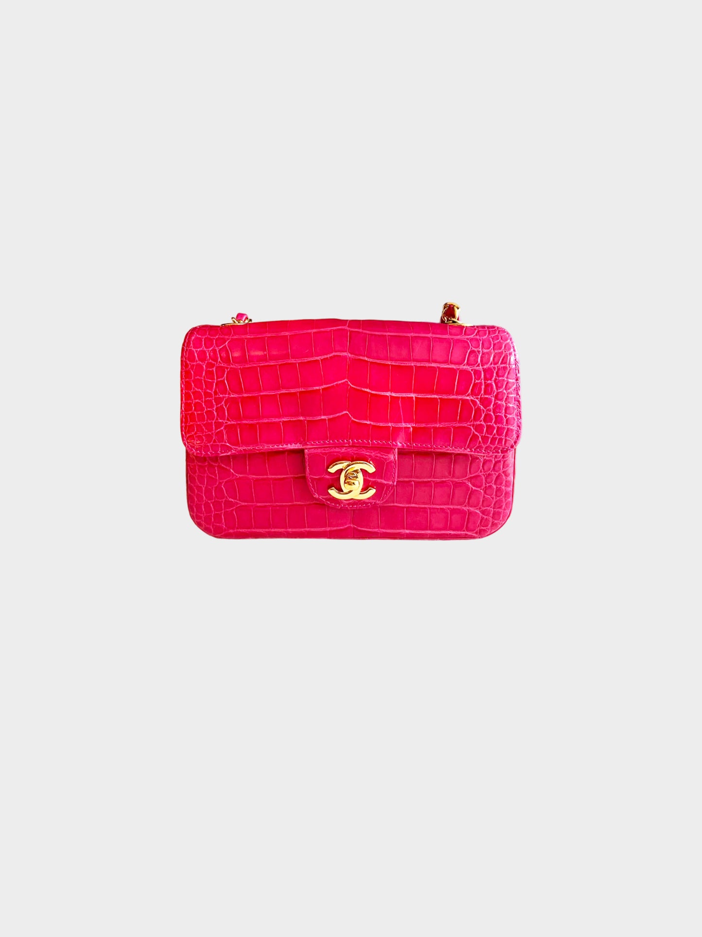 Chanel 2015 Pink Alligator Classic Single Flap Bag