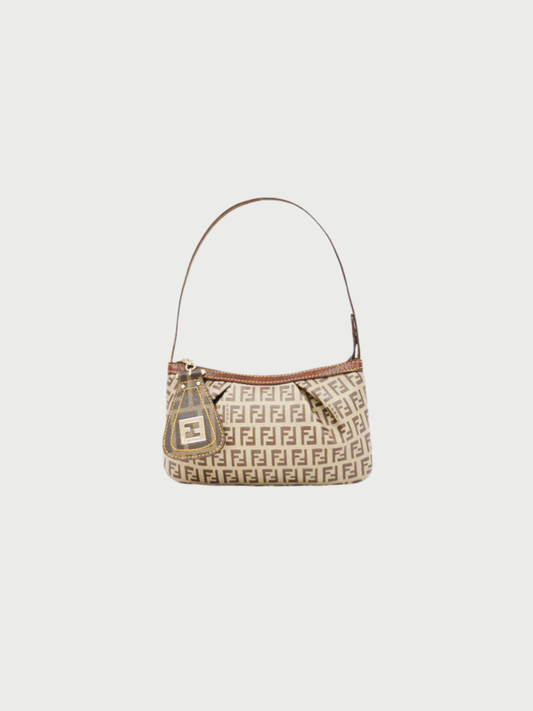 Fendi 2008 Beige Brown Zucchino Pochette