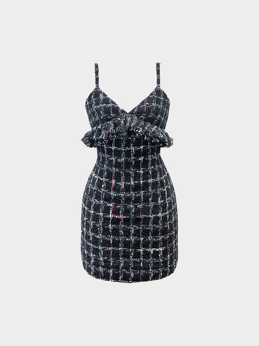 Chanel 2022 Black White and Multicolor Tweed Mini Dress