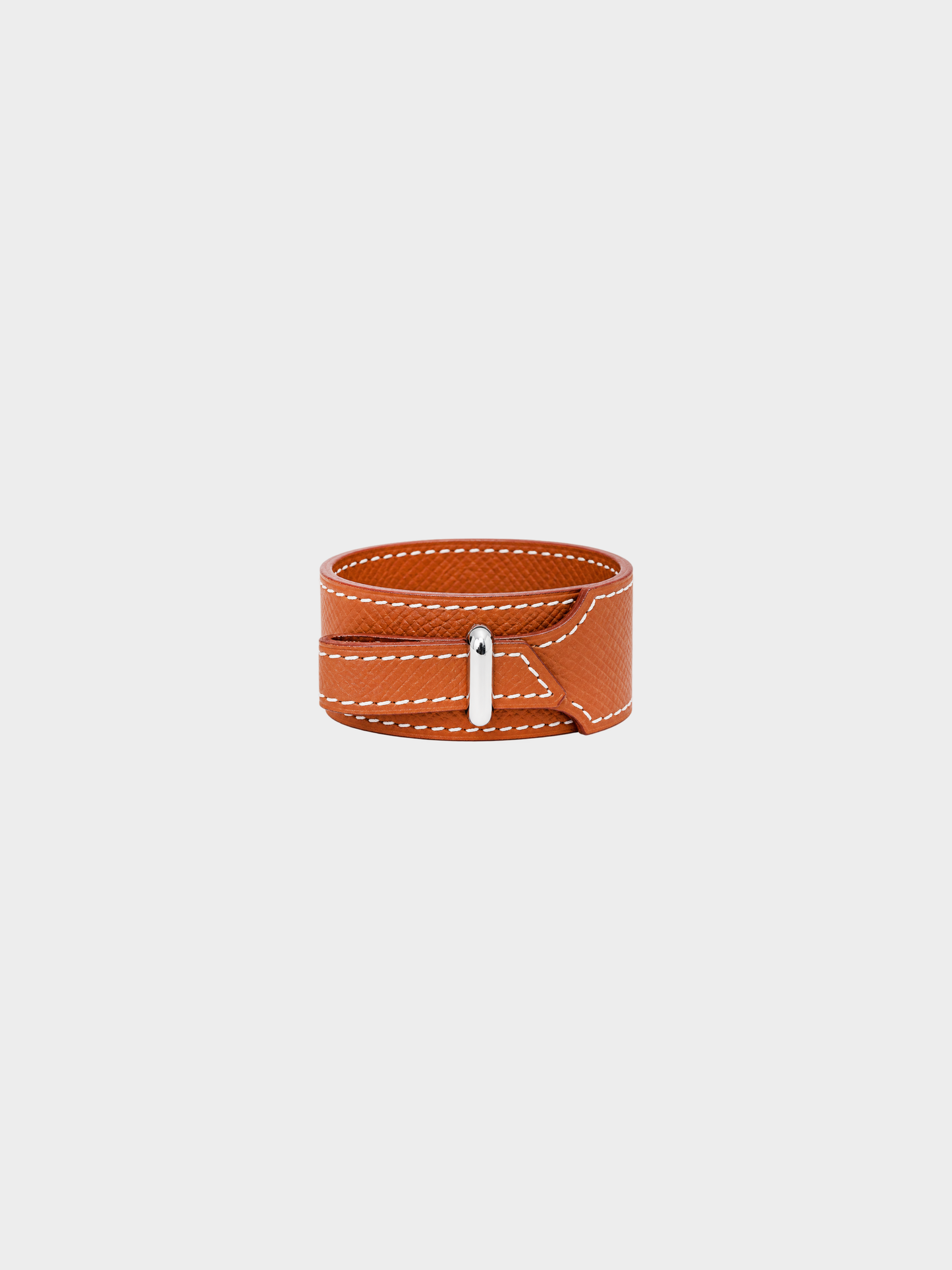 Hermès 2000s Gold Epsom Leather Sillage Cuff Bracelet