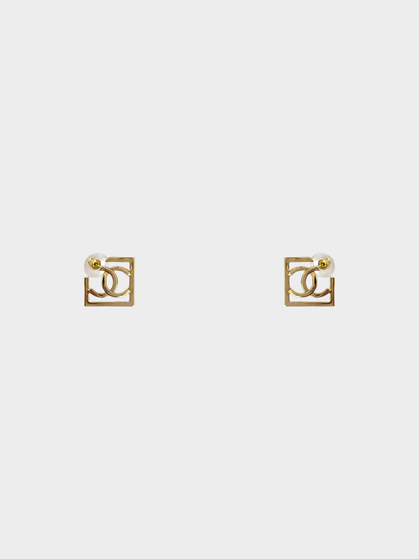 Chanel Fall 2023 Gold CC Square Earrings