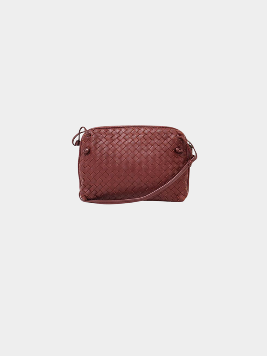 Bottega Veneta 2000s Bordeaux Intrecciato Leather Shoulder Bag