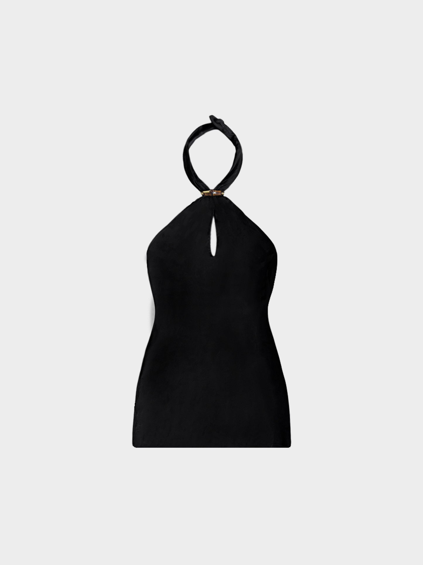 Gucci by Tom Ford 1990s Black Bamboo Halter Top