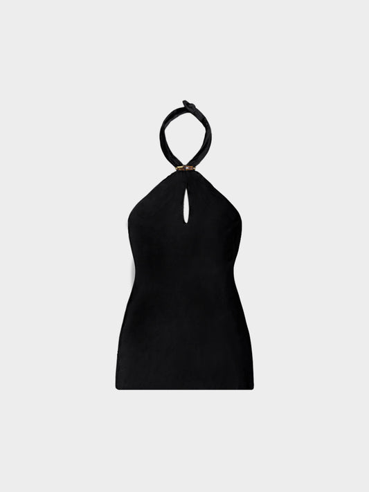 Gucci by Tom Ford 1990s Black Bamboo Halter Top