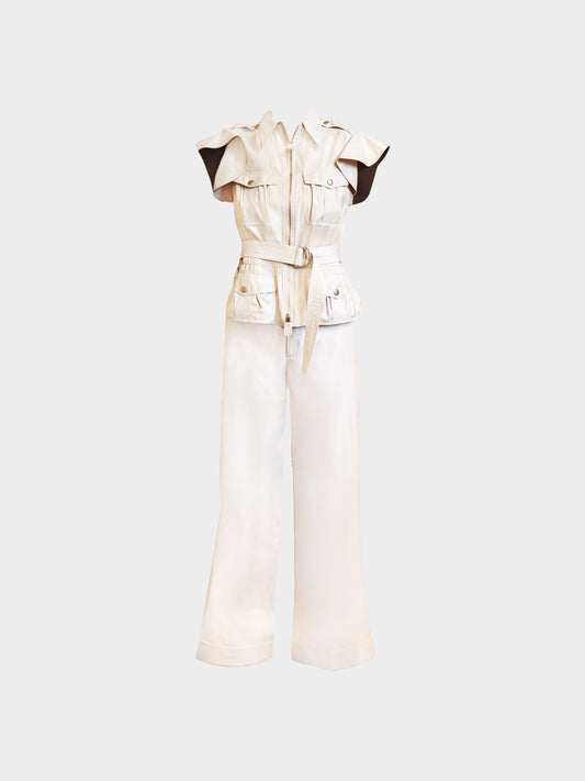 Jean Paul Gaultier 2000s Beige Cotton Short Vest and Pants Set