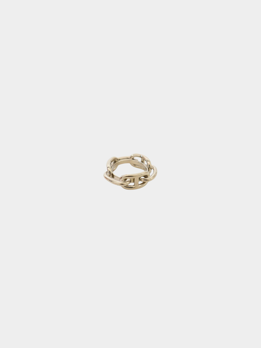 Hermès 2000s Silver Plated Metal Chaîne d’Ancre Scarf Ring