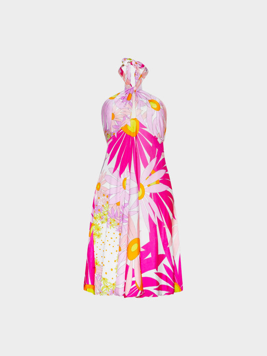 Versace SS 2000 Pink Floral Halter Dress
