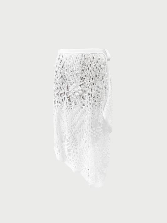 Chanel 2022 White Cotton Crochet Pareo Skirt Set
