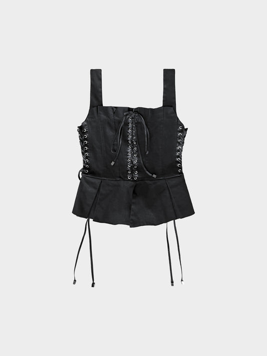 Dolce and Gabbana 2010s Black Lace-up Corset Top