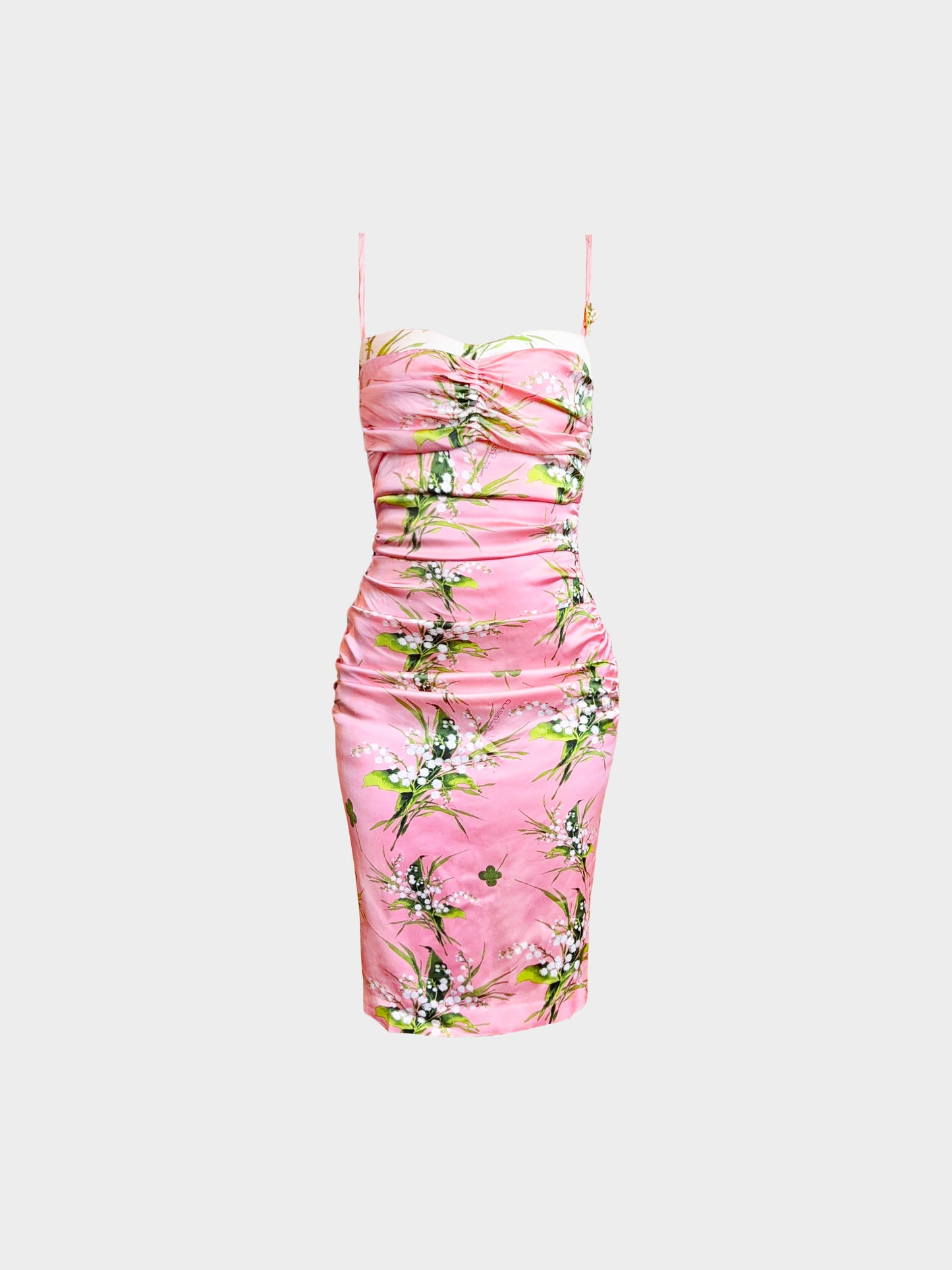 Roberto Cavalli 2010s Pink Floral Ruched Dress