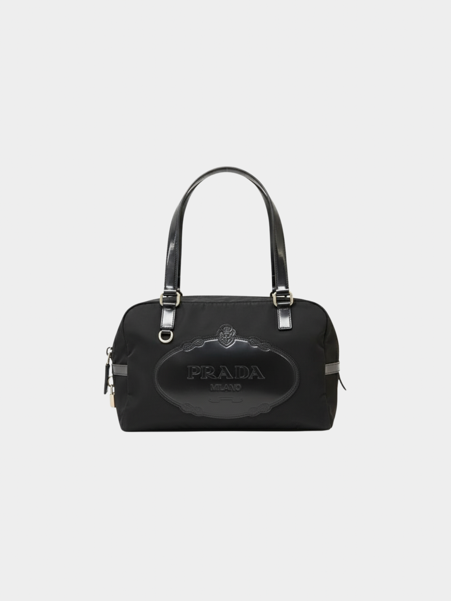 Prada 2000s Black Leather Nylon Handbag
