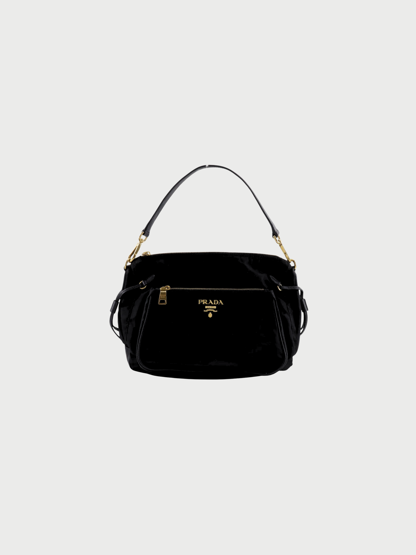 Prada 2000s Black Nylon Semi Shoulder Bag