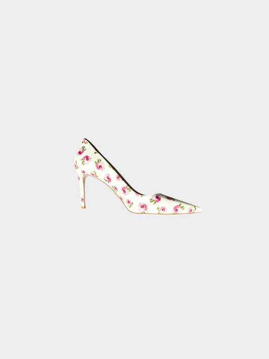 Prada 2000s White and Pink Floral Heels