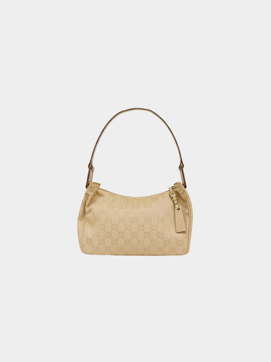 Gucci 2000s Beige GG Canvas One-Shoulder Bag