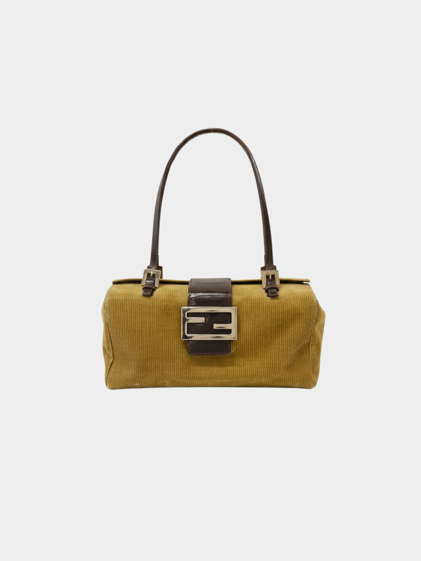 Fendi 1990s Brown Logo Corduroy Handbag