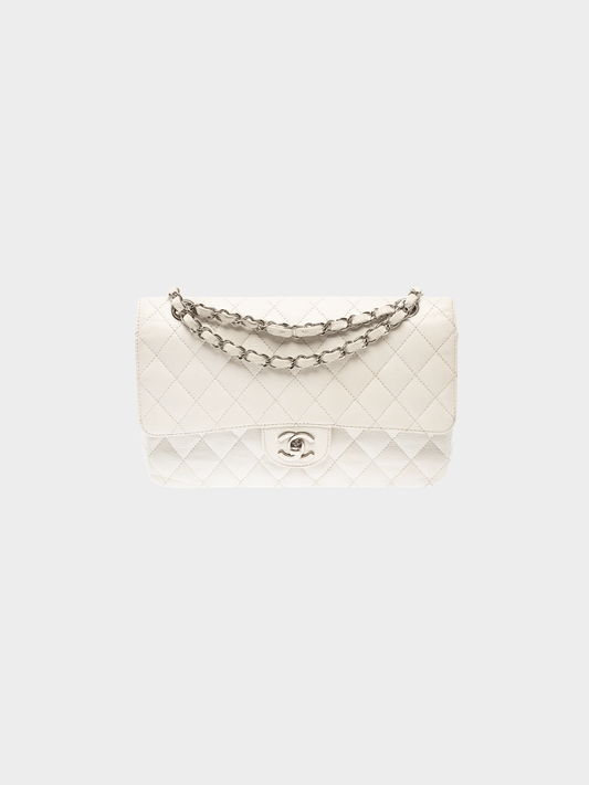 Chanel 2008 White Caviar Leather Medium Double Flap Bag