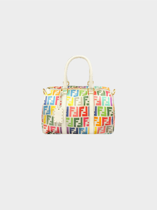 Fendi Selleria 2000s Rainbow Zucca Boston Bag
