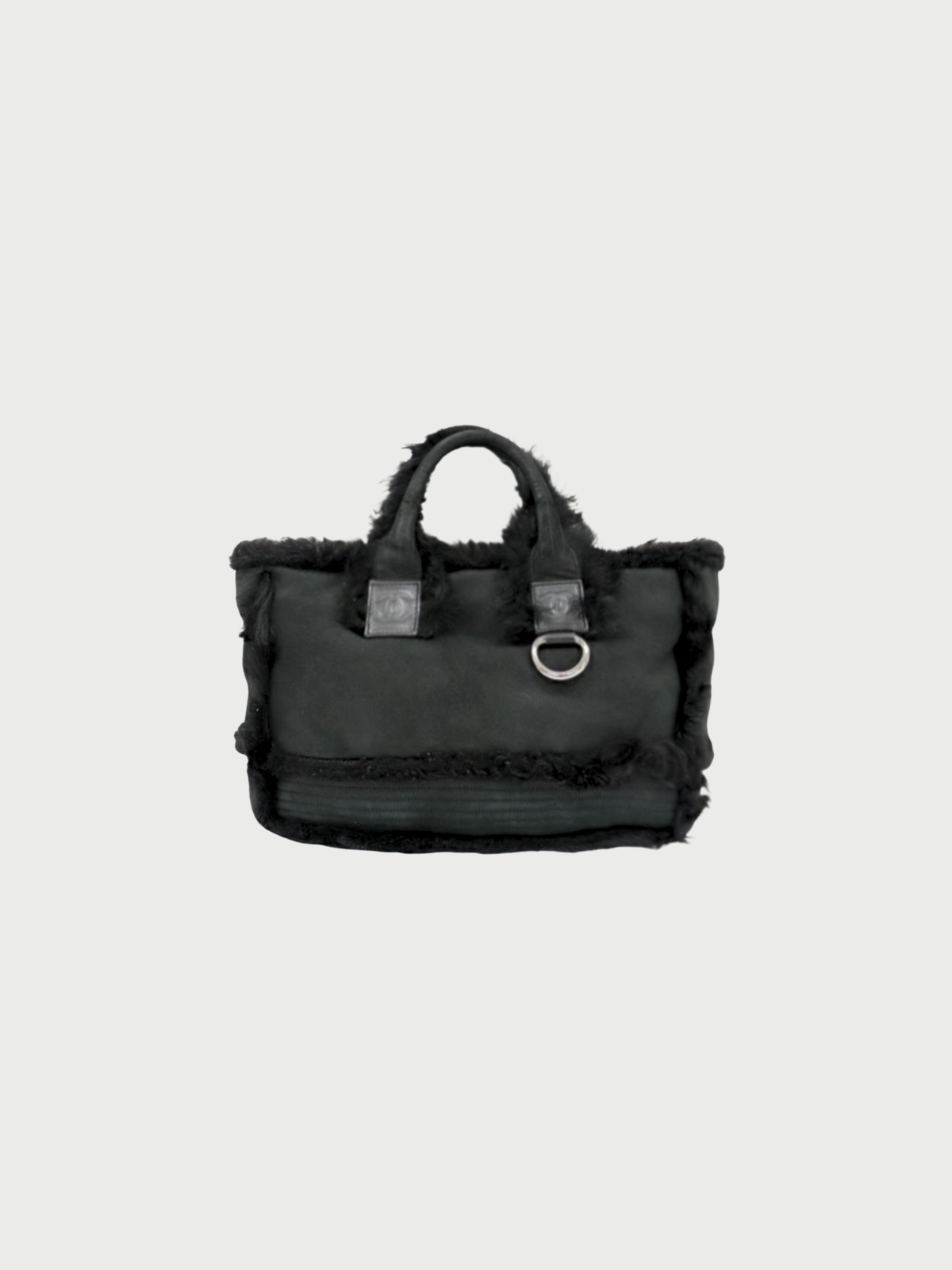Chanel 2007 Black Shearling Sports Line Tote Bag