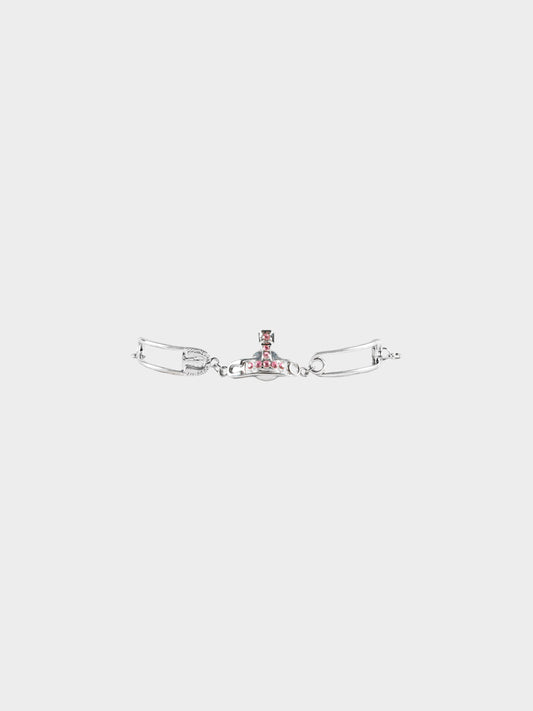 Vivienne Westwood 2010s Silver Trompe l'oeil Safety Pin Orb Bracelet