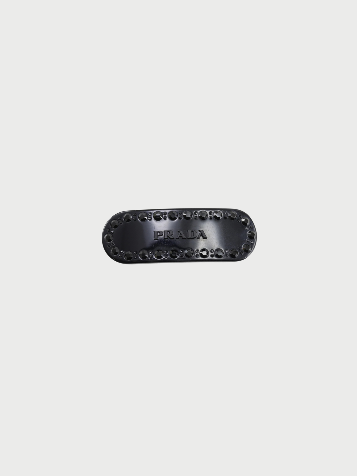 Prada 2020s Black Plastic Logo Bijou Barrette