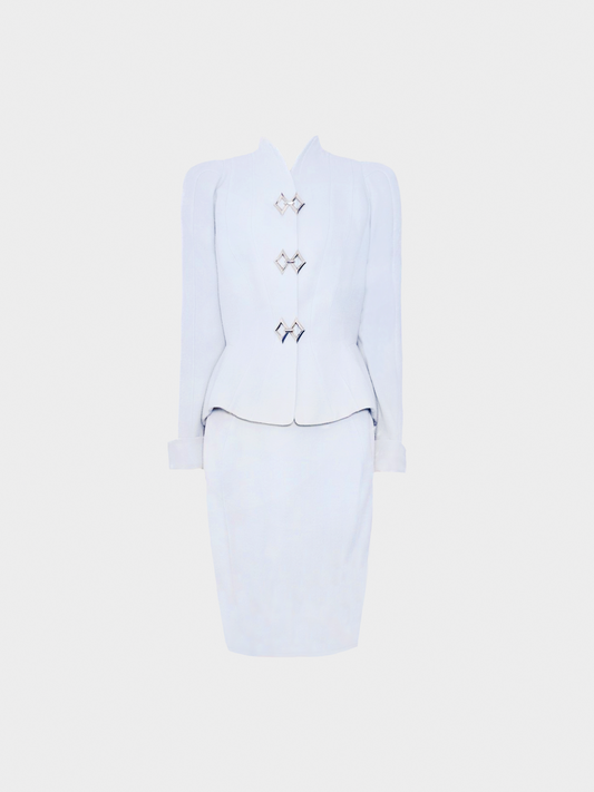 Thierry Mugler Early 1990s Powder Blue Structured Suit Set