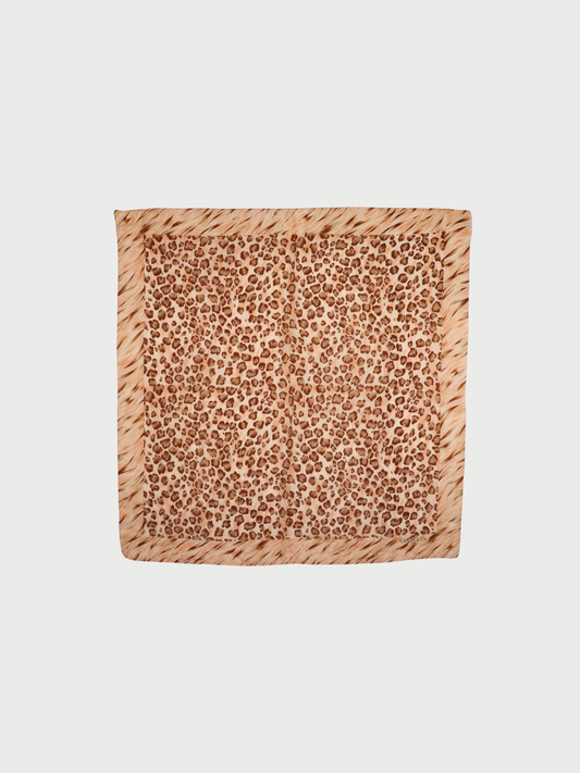 Balmain 2000s Beige Leopard Pattern Calfskin Scarf