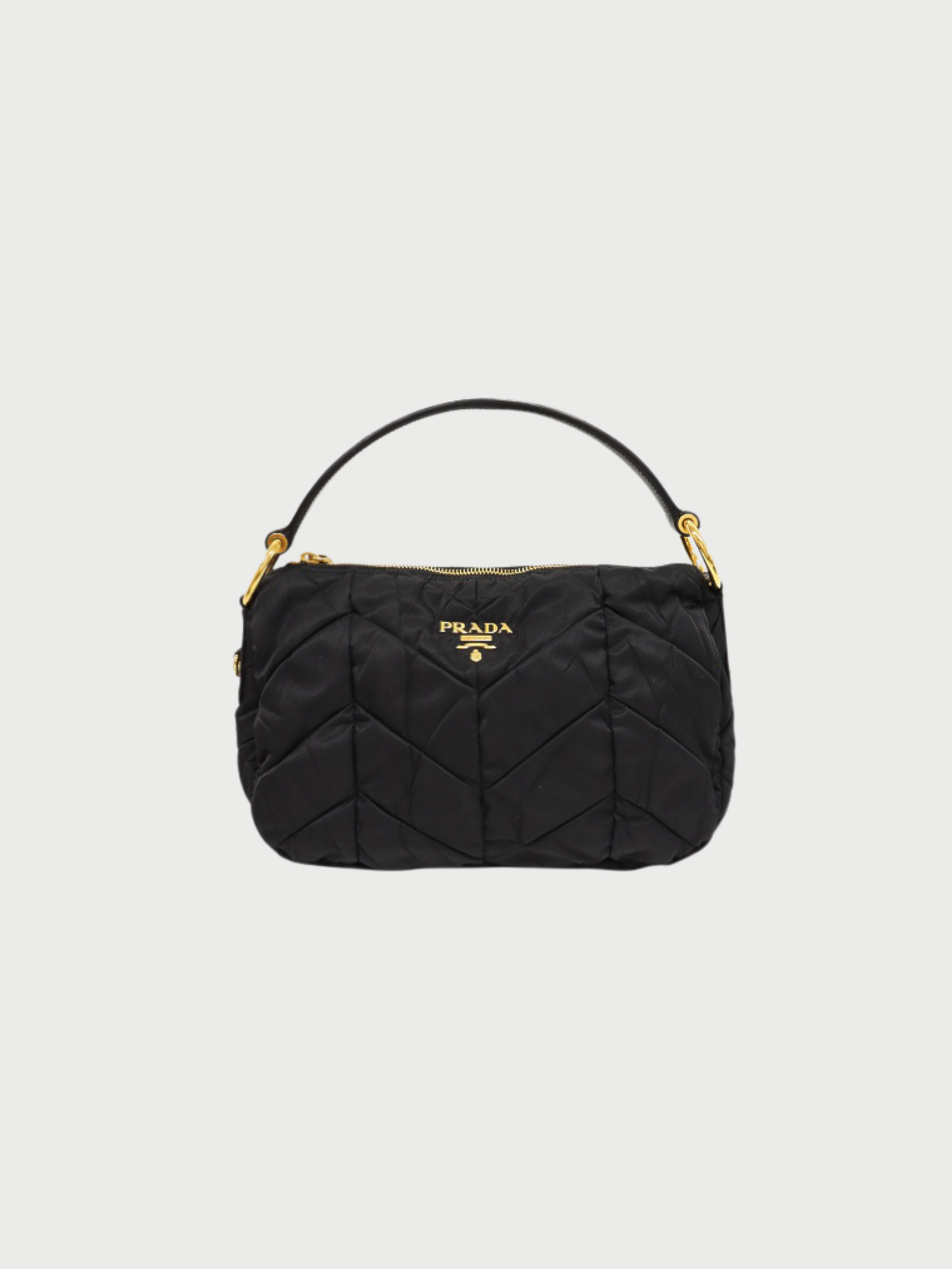 Prada 2000s Black Nylon Leather Logo Hardware One Shoulder Bag