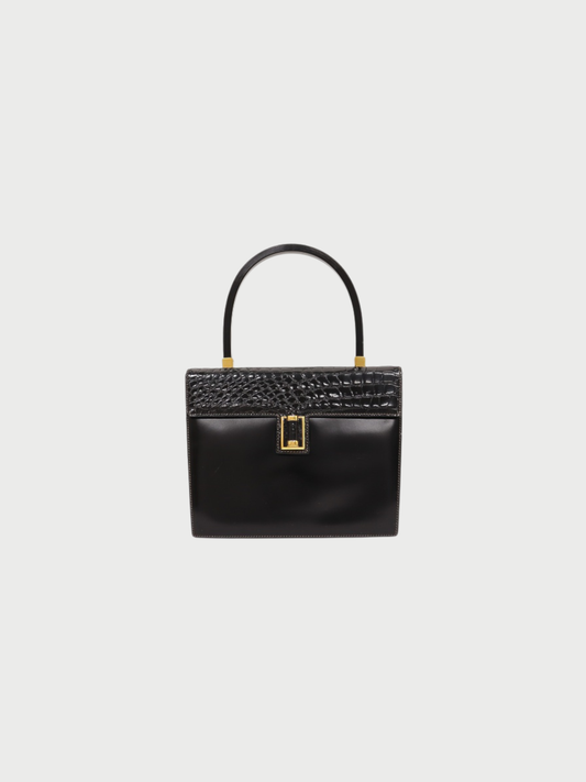 Gucci 2000s Black Crocodile Leather Handbag