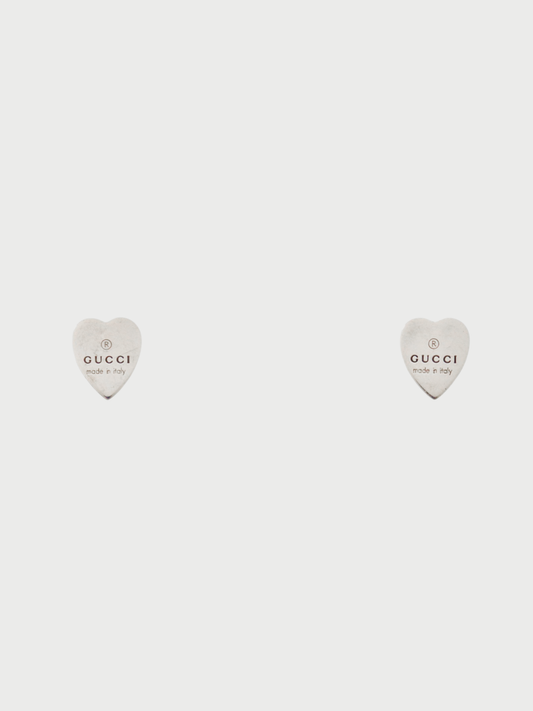 Gucci 2000s Silver 925 Logo Heart Earrings
