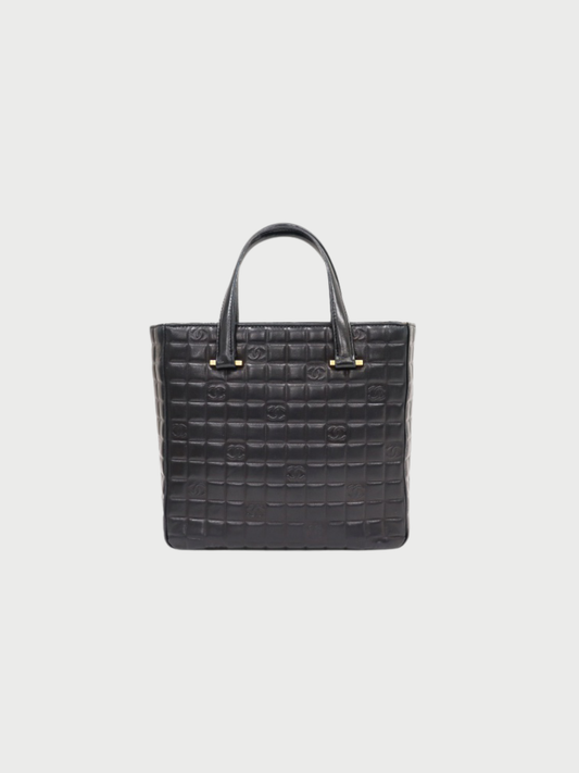 Chanel 2000s Black Leather Choco Bar Handbag