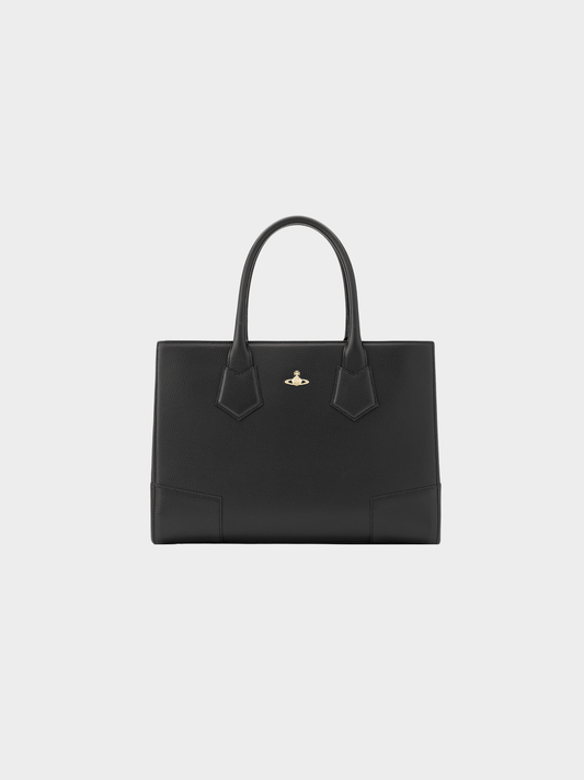 Vivienne Westwood 2000s Black Executive Orb Handbag Tote Bag