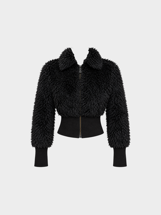 Jean Paul Gaultier 2000s Jeans Shaggy Loop-Knit Cropped Bomber Jacket