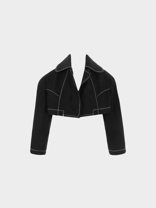 Comme des Garçons 2015 Black Contrast Stitching Cropped Jacket