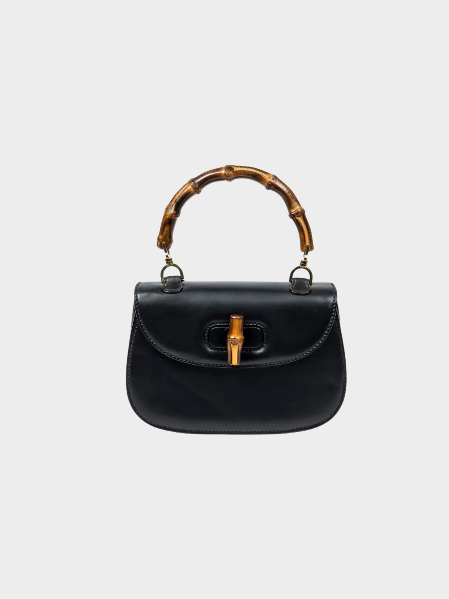 Gucci 2000s Black Calfskin Bamboo Top Handle Bag