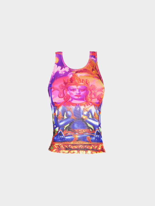 Jean Paul Gaultier SS 1997 Shiva Printed Mesh Top