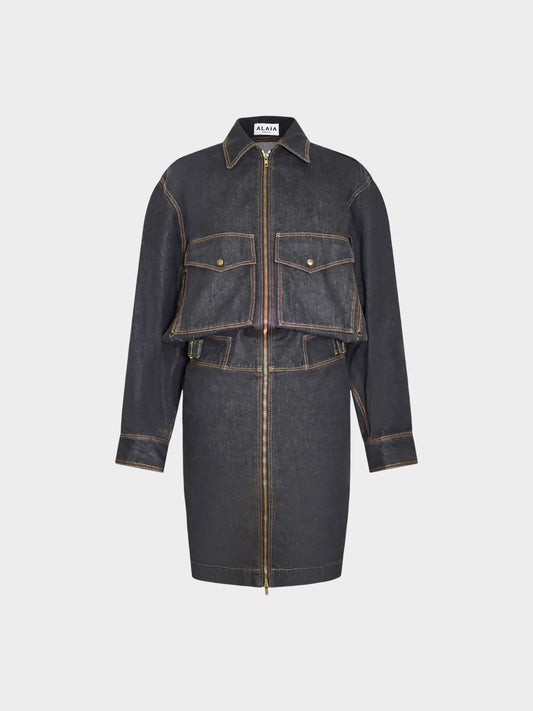 Azzedine Alaïa SS 1986 Dark Denim Zip Dress