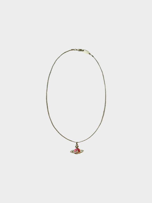 Vivienne Westwood 2000s Rare Pink Saturn Orb Necklace