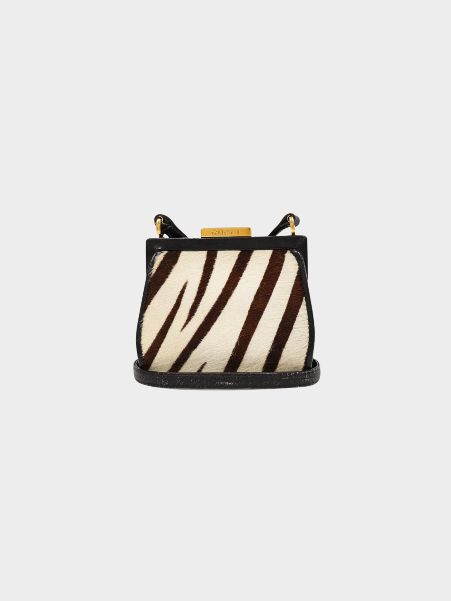Gucci 2000s Ivory Brown Black Haircalf Leather Shoulder Bag