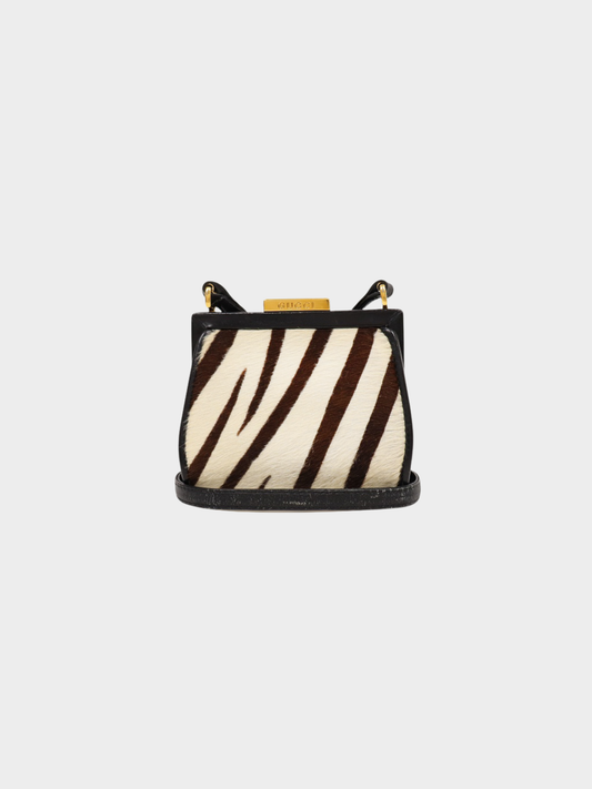 Gucci 2000s Ivory Brown Black Haircalf Leather Shoulder Bag