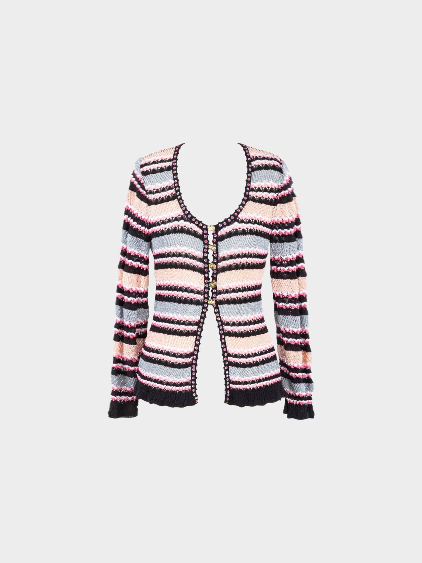Christian Lacroix 1990s Multicolor Stripe Knitted Cardigan Top