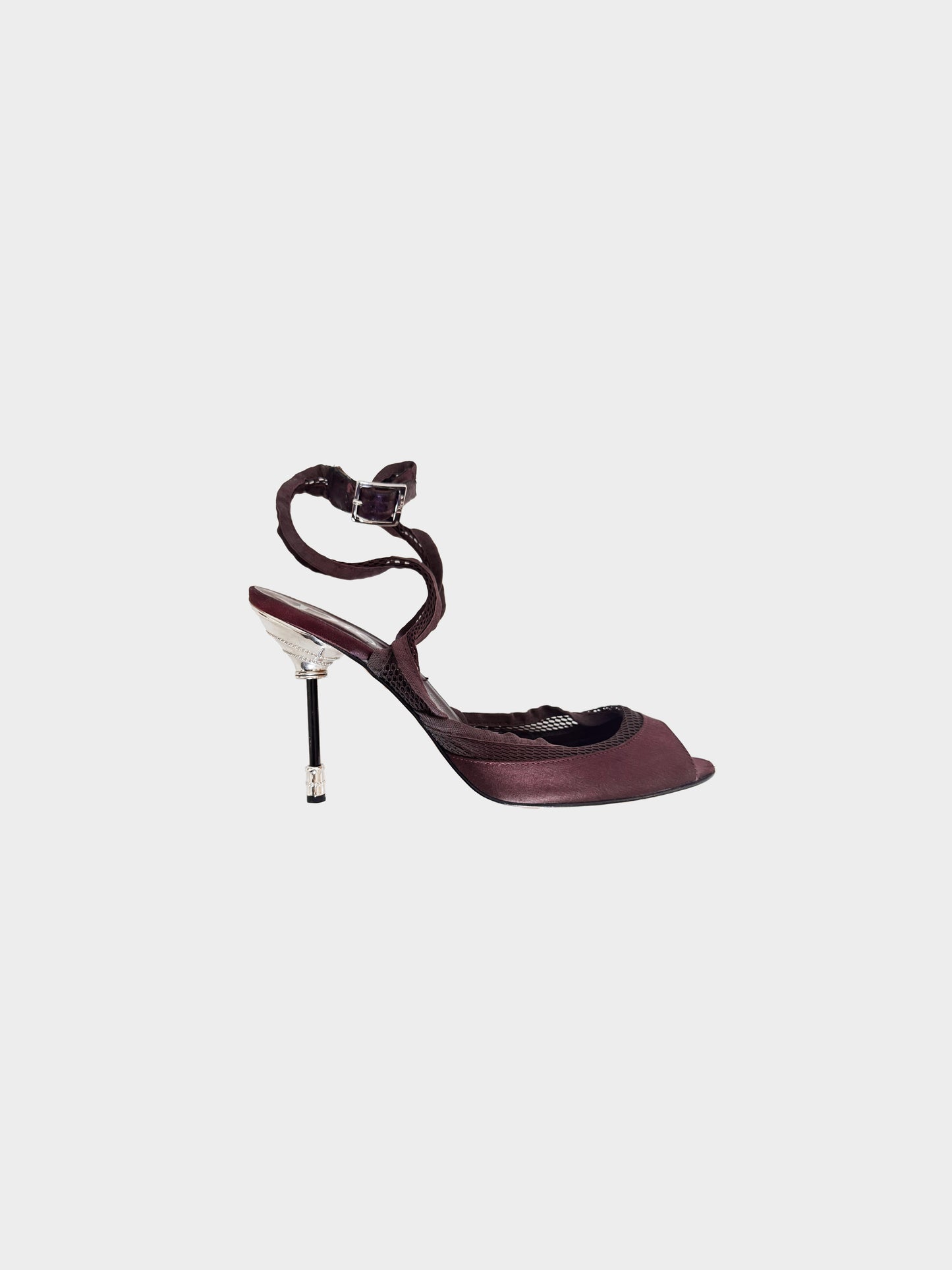 Christian Dior 2000s Brown Satin and Mesh Heels