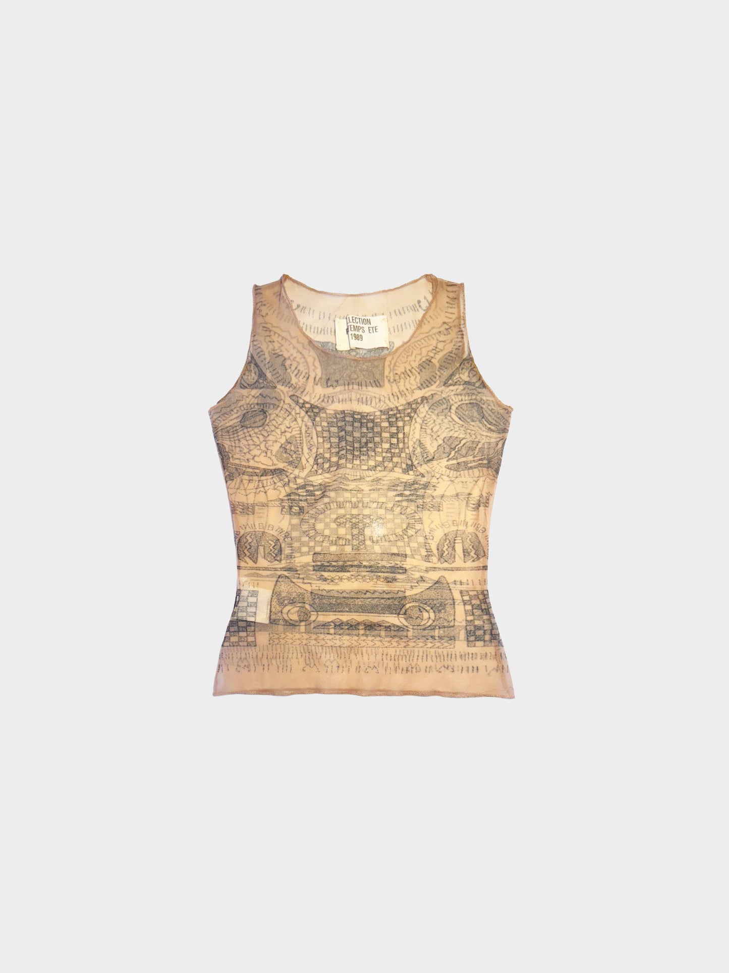 Maison Martin Margiela SS 1989 Trompe-l'œil Tattoo Mesh Top