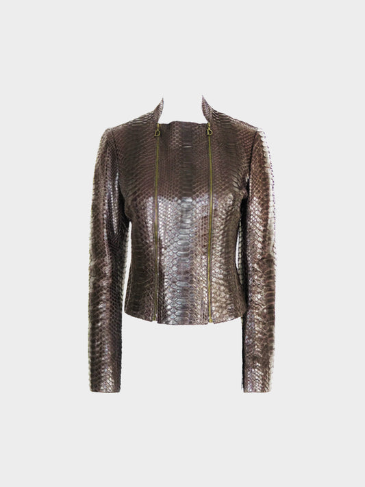 Christian Dior by John Galliano FW 2001 Runway Brown Python Leather Jacket