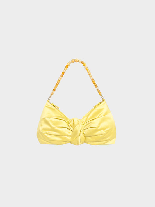 Valentino 2000s Yellow Bow Beaded Handle Bag