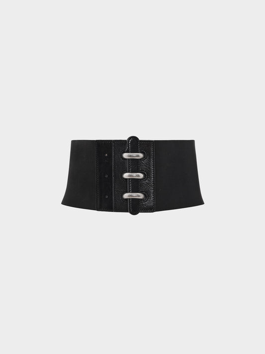 Fendi Early 2000s Black Leather Waistband Corset Belt