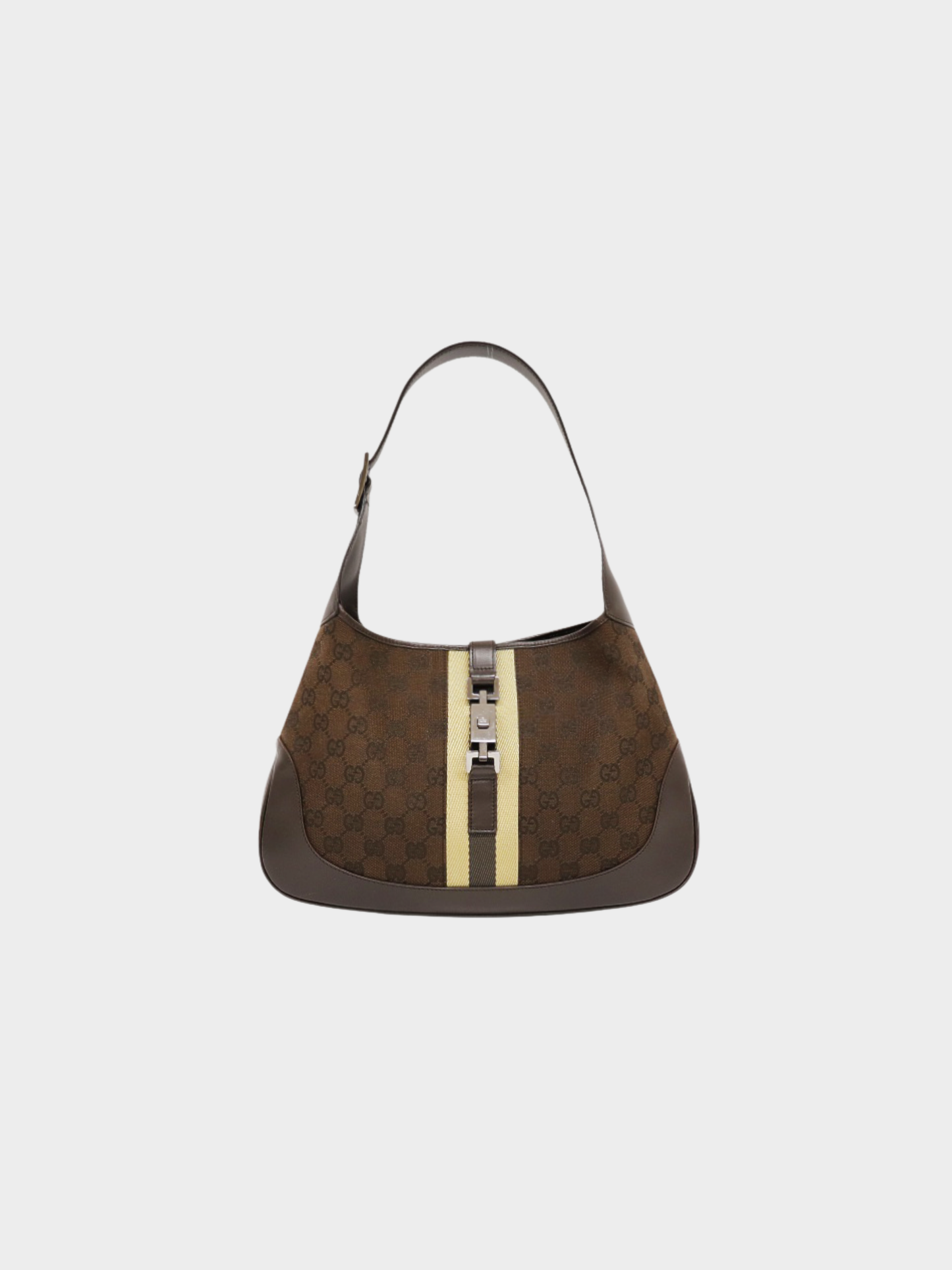 Gucci 2000s Brown GG Canvas Leather Jackie Shoulder Bag